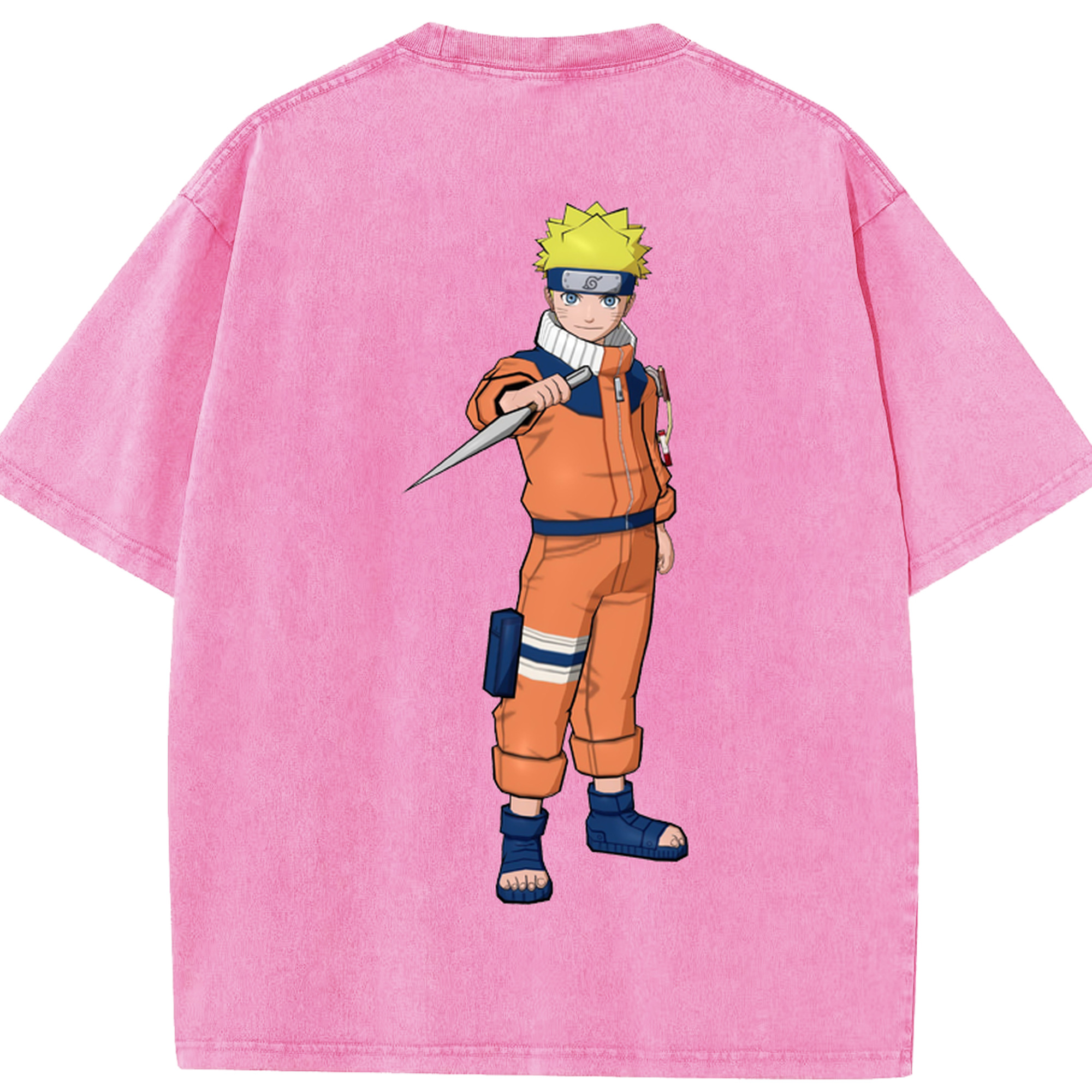 （画像用） NARUTO -ナルト- うずまき ナルト Uzumaki Naruto 綿100% ヴィンテージ風 半袖Tシャツ（背面プリント）